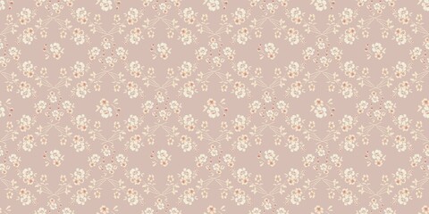 Pattern flowers seamless. Delicate flowers on a pink background. For fabric, paper gift, textile, fashion design, home decor. Vintage style, retro, boho.