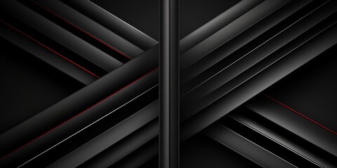Obraz premium Minimalistic black dynamic background with diagonal lines, abstract dark geometric shape 