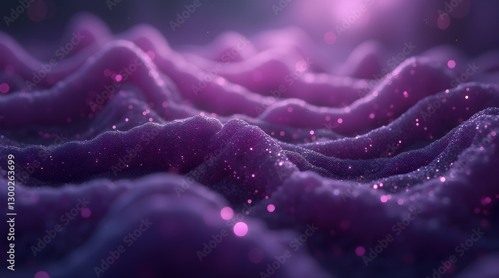 Poster purple wavy textured surface with glittering sparkles - abstract macro background digital art organi