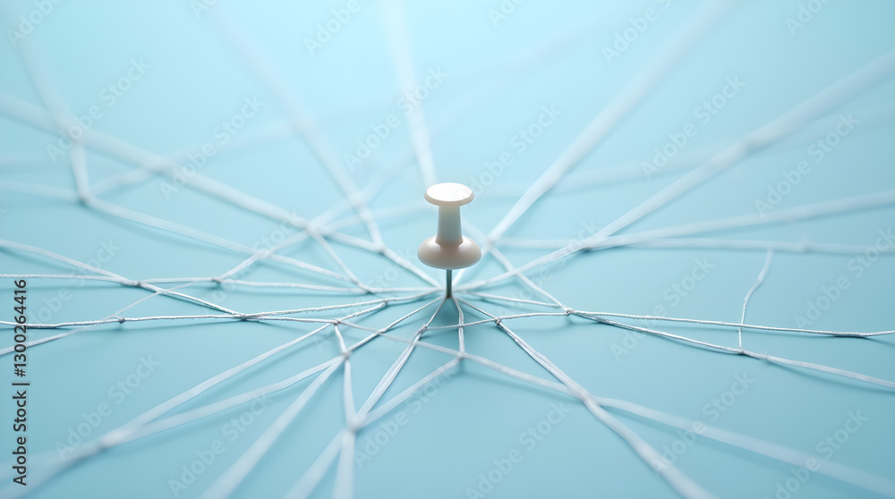 Aufkleber abstract white string network push pin light blue image
