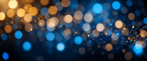 Abstract Bokeh Background with Blue and Gold Lights