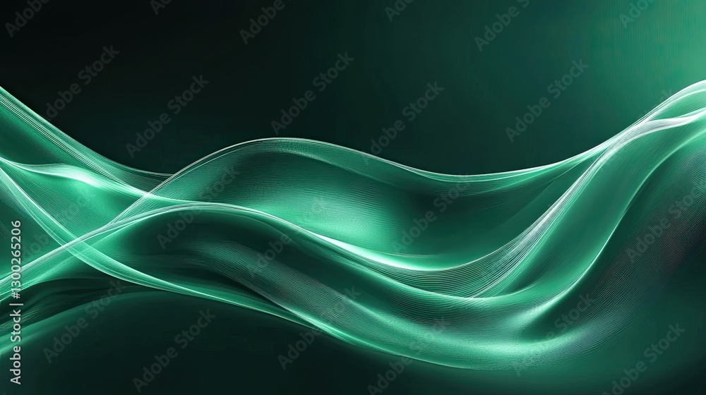 Poster abstract green waves background teal flowing elegant design soft smooth texture