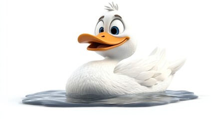 Cute Duckling Swimming in Water