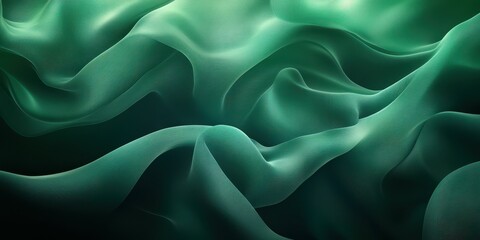 Fototapeta premium Fluid movement of green fabric creating a soothing ambiance with gentle waves and textures