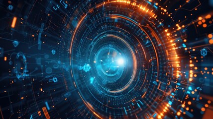 Obraz premium Explore a captivating futuristic abstract background featuring dynamic light effects and vibrant colors, ideal for technology and innovation themes.