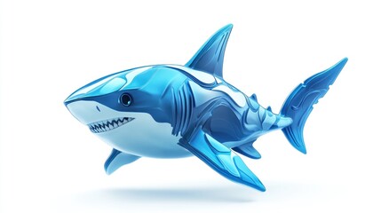 Obraz premium Glass Shark Swimming White Background