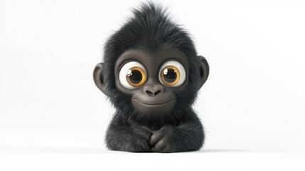 Cute baby gorilla 3D render on white