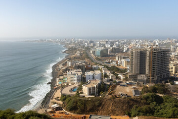 Aerial view of Dakar city coastline Senegal