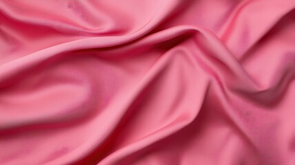 Close-up of luxurious pink satin fabric with elegant folds, creating a smooth and soft texture.