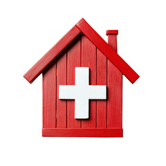 Obraz premium A vibrant red house featuring a white cross on transparent background