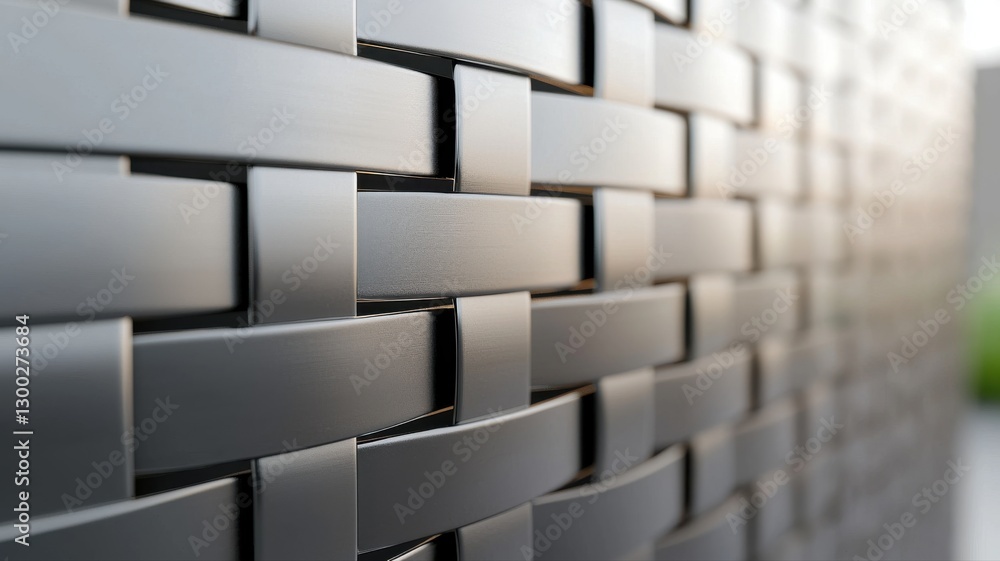 Aufkleber close-up of modern metal wall design with interlocking panels creating a sleek architectural pattern