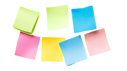 Colorful sticky notes for brainstorming ideas.