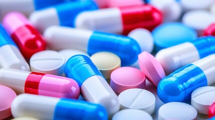 Colorful Pills and Tablets Medical Pharmaceutical Closeup