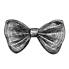 Fototapeta premium Elegant vector engraved illustration of a classic bow tie design for formal occasions and fashion accessories