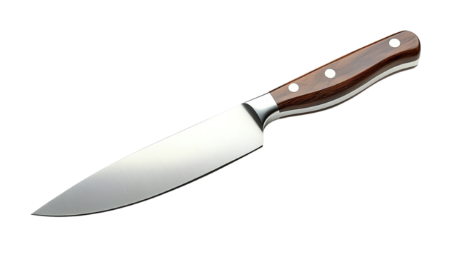 High-quality chef's knife on a white background.