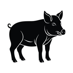 Pig silhouette isolated on white background