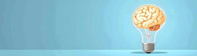 creative light bulb design featuring brain symbolizes innovative ideas and intelligence. bright colors and playful style evoke sense of inspiration and creativity