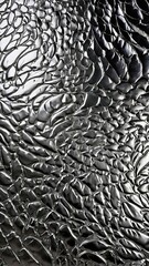Silver Metal Surface Texture. Crumpled Foil Shiny Background. Pattern of Rough Material. Abstract Design with Metallic Glare. Dark and Light Gradient