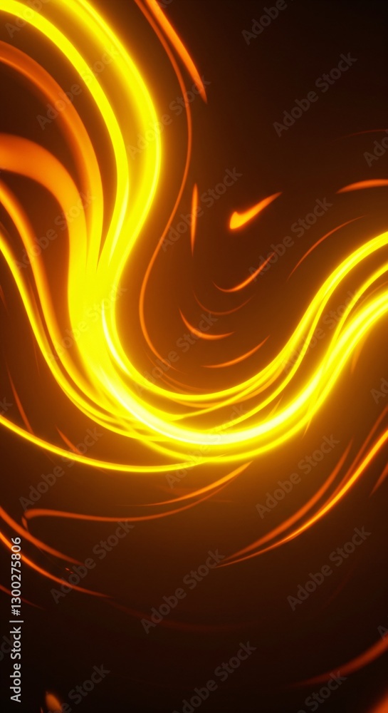 Aufkleber swirling golden light trails on dark background. abstract energy flow concept. dynamic glowing curve