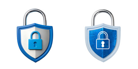 Two Different Style Cyber Security and Data Protection on White Background, Cybersecurity, Data Safety, PNG Transparent
