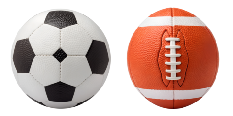 Two Different Style Football on White, Soccer Ball, Sports Football, PNG Transparent