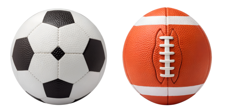 Two Different Style Football on White, Soccer Ball, Sports Football, PNG Transparent