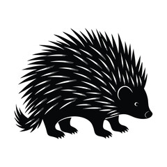 Porcupine silhouette isolated on white background