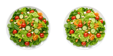 Two Different Style Green Salad on White, Fresh Green Salad, Healthy Salad Dish, PNG Transparent