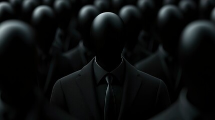 Faceless Figures in Suits, Anonymous Crowd
