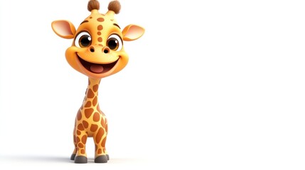 Obraz premium Happy Baby Giraffe Cartoon White Background