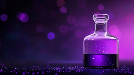 Sparkling Purple Potion in Glass Bottle on Glitter