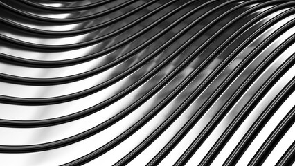 Gold striped pattern background, wavy lines design, abstract minimal metallic background for business presentation, 3d illustration.