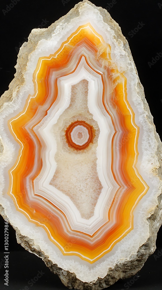 Poster captivating banded agate geode slice showcasing intricate layering pattern