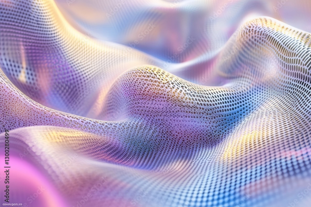 Poster abstract wavy mesh network digital art pastel colors iridescent surface texture background