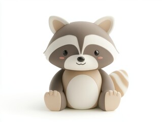 Naklejka premium Cute raccoon figurine with soft pastel colors 