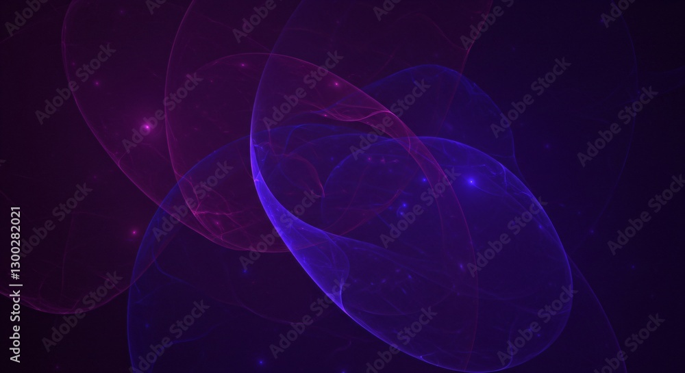 Poster abstract cosmic swirls in deep purple and blue on dark background. digital fractal art with ethereal