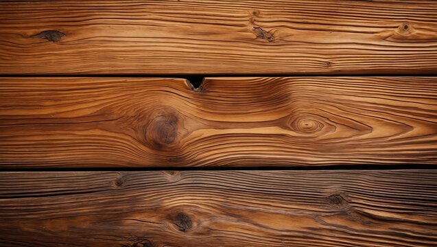 Brown wooden planks with knot. Wood texture background showing grain and growth rings. Natural timber surface with detail.