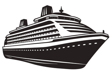 Cruise ship Elegant Ocean vector Silhouette