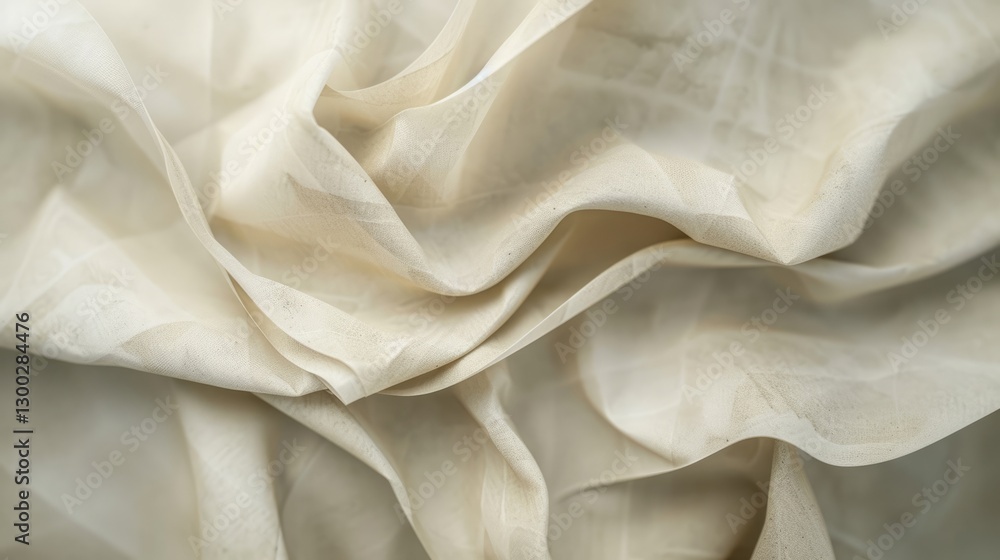 Poster abstract waves of flowing fabric in neutral tones. background image of cream fabric texture waving w