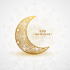 elegant eid mubarak wishes background with golden crescent © starlineart