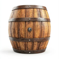 Fototapeta premium Decorative wooden barrel with a natural finish evoking a sense of heritage and ideal for rustic themed spaces or events