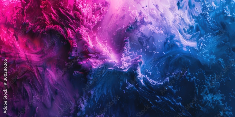 Poster abstract pink and blue smoke swirling in a fluid pattern. background image of swirling wave with gra