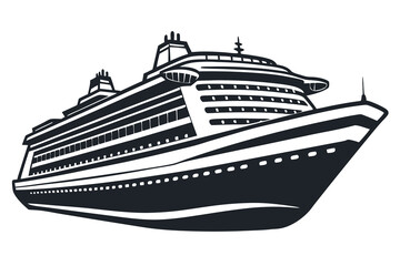 Obraz premium Cruise Black and White Isolated Icon Vector