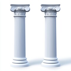 Beautifully crafted two impressive white columns standing proudly in a serene environment with a touch of elegance