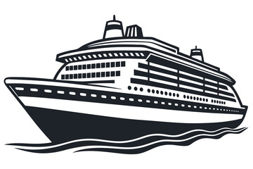 Obraz premium Cruise Black and White Isolated Icon Vector