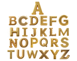 gold glitter a to z set png