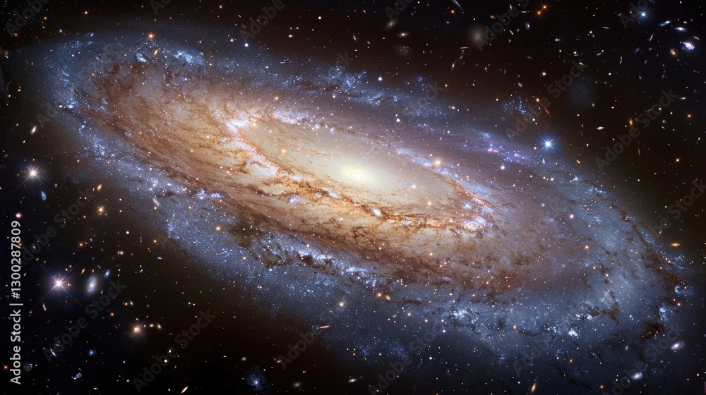 Poster galaxy with planets and stars in outer space. digital artwork of planet or solar system with planet 