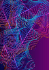 Multicolored Ribbon Background Violet Vector. Technology Texture. Gradient Wave Relax. Light Blend Design. Iridescent Modern.
