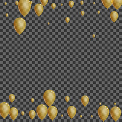 Gold Toy Background Transparent Vector. Surprise Birthday Design. Golden Creative Confetti. Balloon 3d Banner.