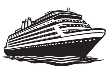 Obraz premium Cruise Black and White Isolated Icon Vector